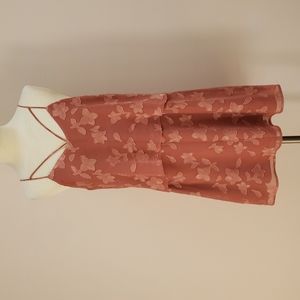 Abbeline Tiered Strappy Floral Terracotta Dress, Size Small